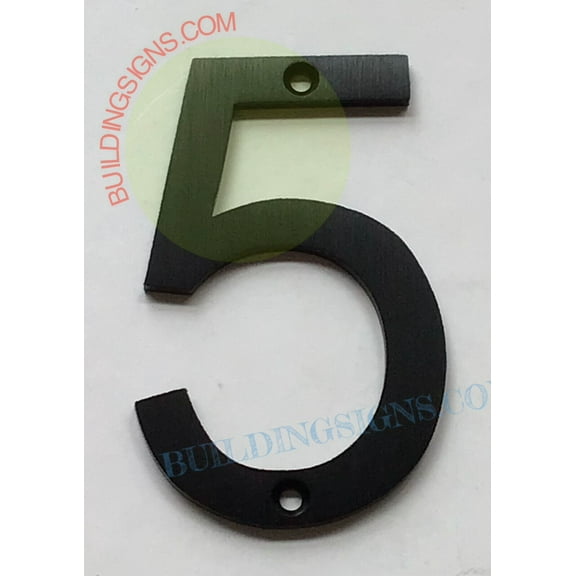 House number 5 sign ( Black Aluminium, 8 inch)-Floating Mount House Number sign-The Mont Dom line -ref18722