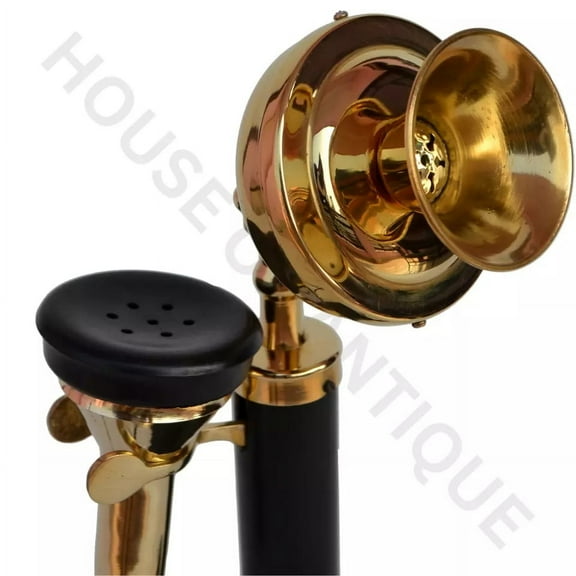 House of AntiqueVintage Black & Gold Candlestick Telephone Retro Rotary Dial Home Decor.