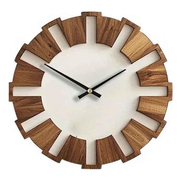 House of Avan Artistic Wooden Brown Round Wall Clock