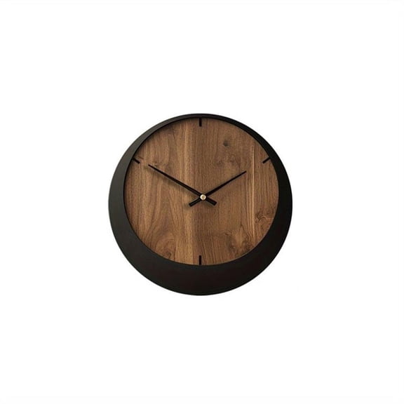 House of Avana Silent Wooden Brown and Black Wall Clock
