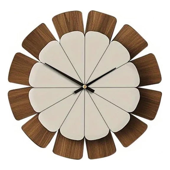 House of Avana Vintage Wooden Brown and White Round Wall Clock