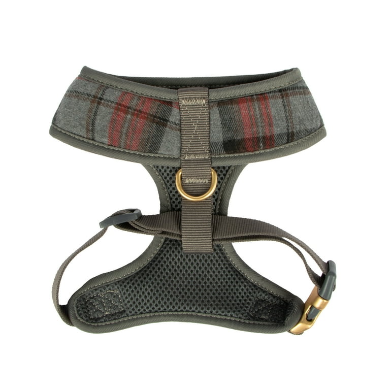 House of Barker Plaid Walking Dog Harness Gray