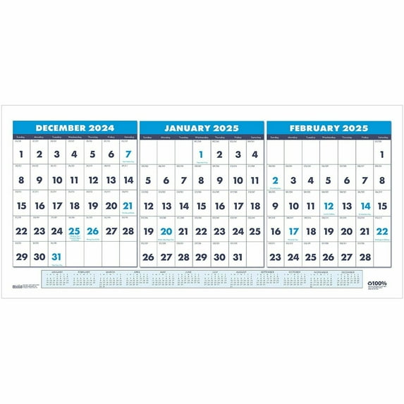 House of Doolittle 3-month Horizontal Wall Calendar (3648)