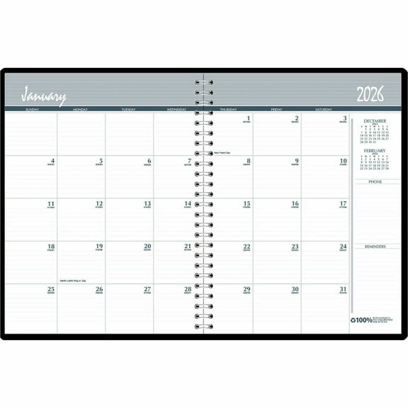 2026 House of Doolittle 8.5" x 11" Calendar Year Monthly Planner Faux Leather Cover Blue (26207-26)