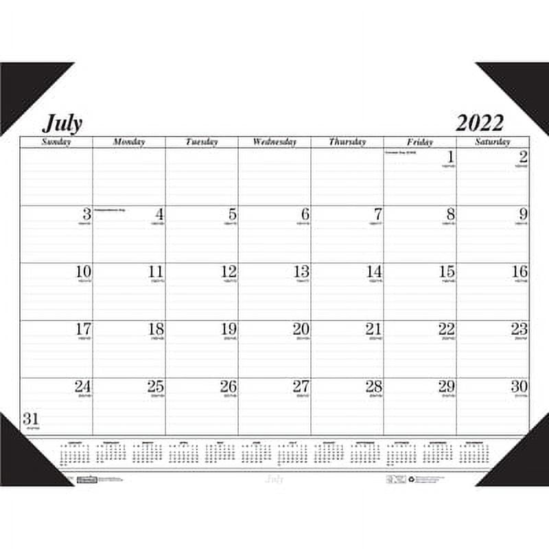 Black and White 22" x 17" Monthly Academic Desk Pad Calendar