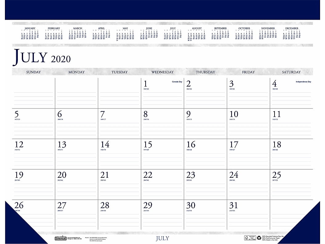 House of Doolittle 2021-2022, 13" x 18.5" Academic Desk Pad Calendar Classic White and Blue