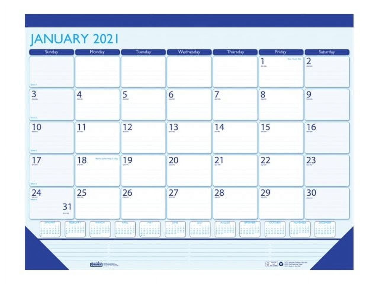House of Doolittle 2022 17" x 22" Desk Pad Calendar Contempo Blue and White 151-22