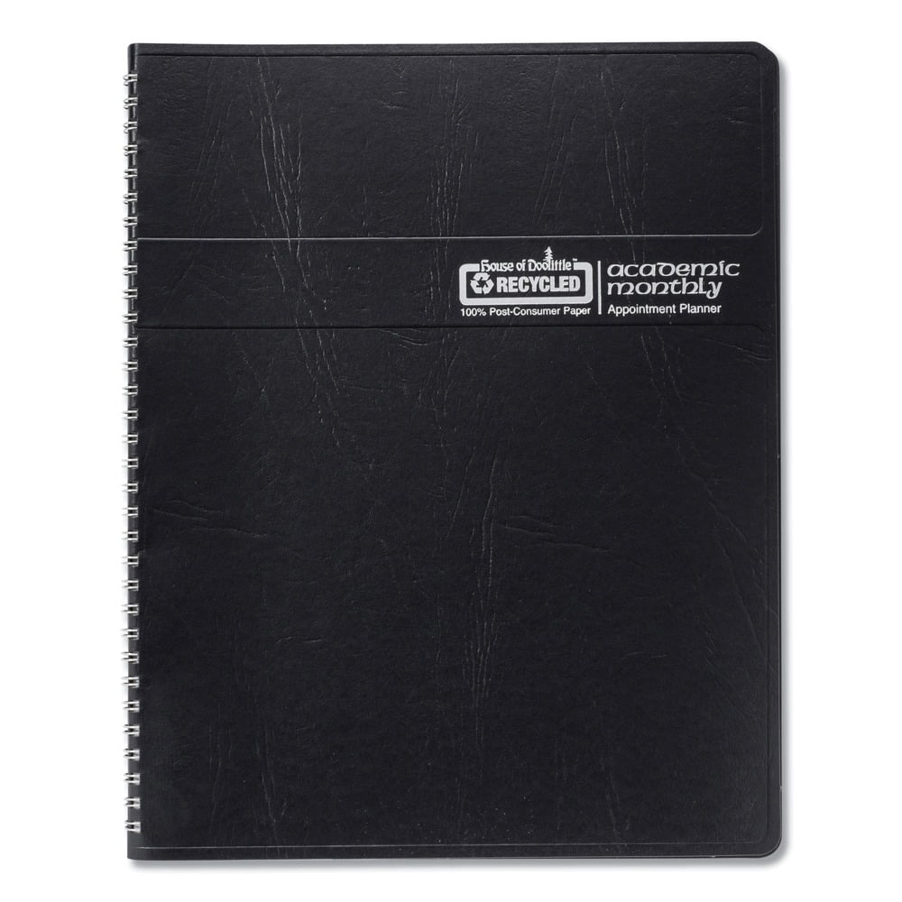 House of Doolittle 265-02 11 in. x 8.5 in. 14-Month (Jul 2025-Aug 2026) Academic Year Recycled Ruled Monthly Planner - Black Cover