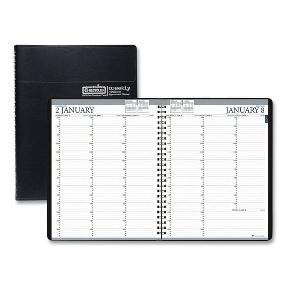 House of Doolittle 272-02 11 in. x 8.5 in. 12-Month (Jan-Dec 2026) Recycled Professional Weekly Planner - Black Wirebound Soft Cover