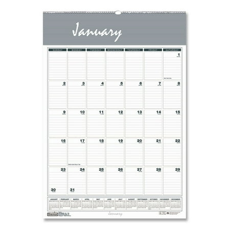House of Doolittle 333 15.5 in. x 22 in. 12-Month (Jan-Dec 2026) Bar Harbor Recycled Wirebound Monthly Wall Calendar - White/Blue/Gray Sheets