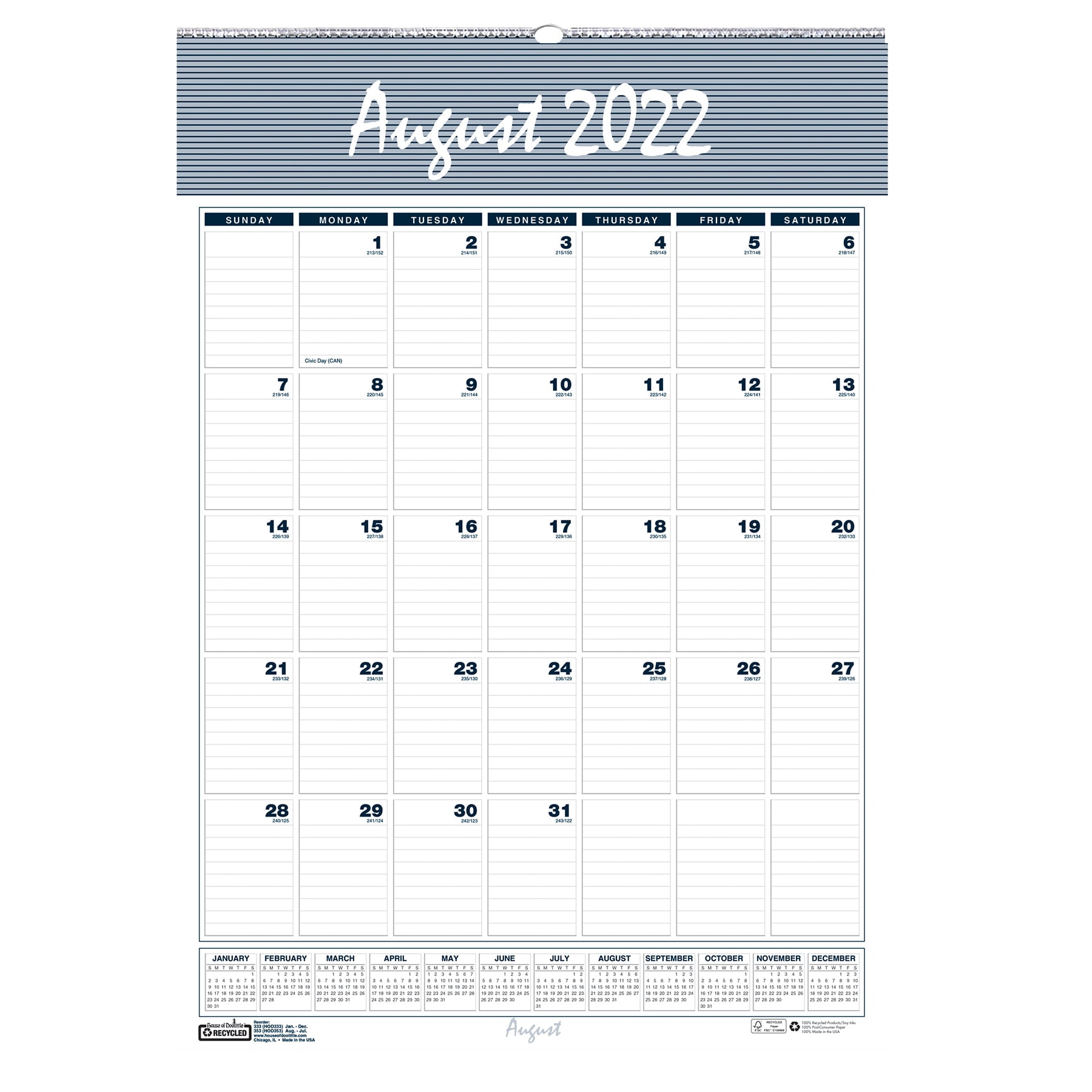 House of Doolittle Bar Harbor Academic Wall Calendar, 31.25"L x 22"W