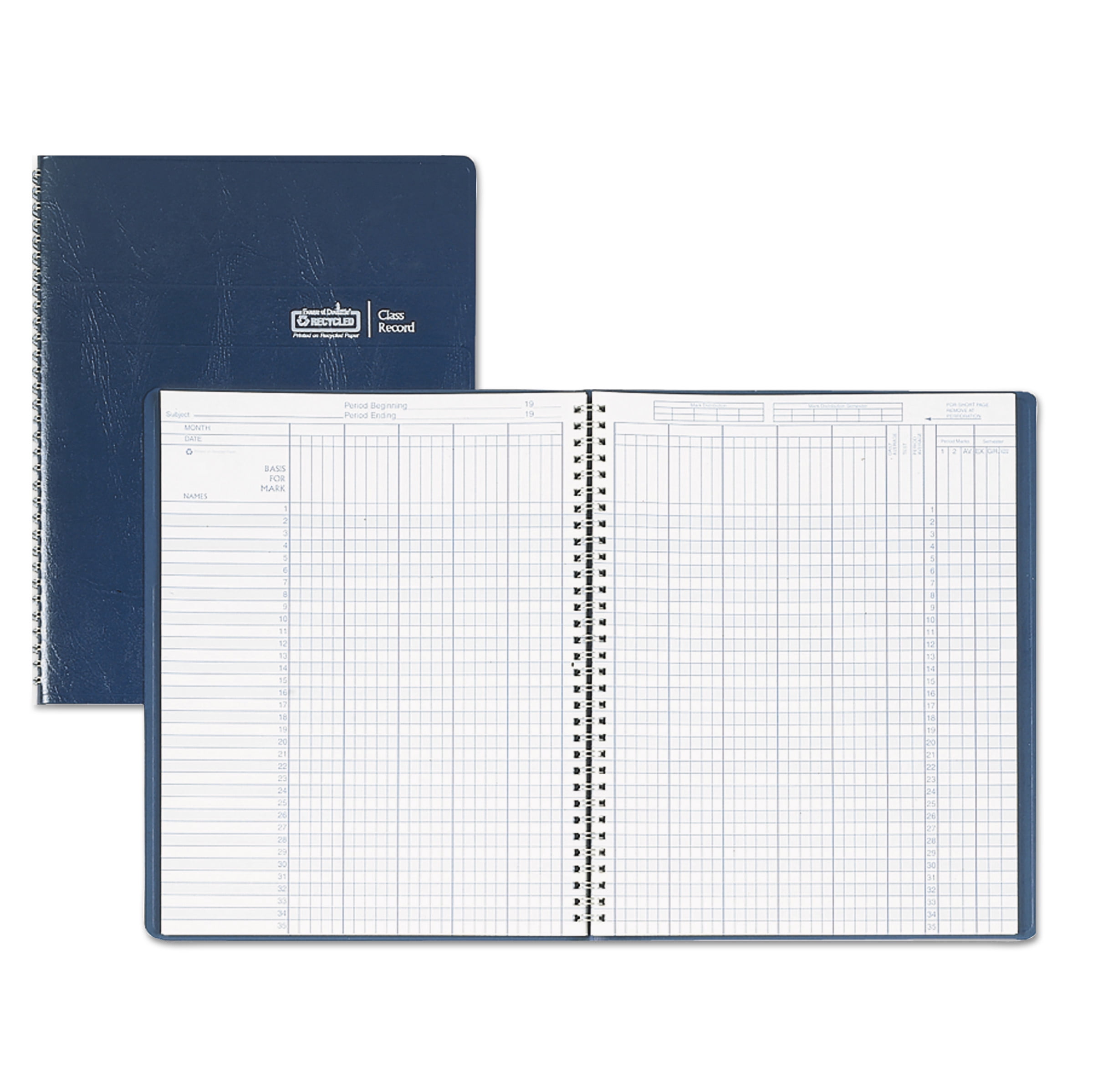 Blue Simulated Leather Spiral Class Record Planner
