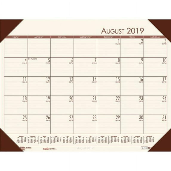 House of Doolittle HOD012541-2 Academic Ecotones Desk Pad Cream Paper Brown Holder - 2 Each