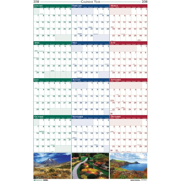 House of Doolittle, HOD3930, EarthScp. Scenic Laminated Wall Planners, 1 Each