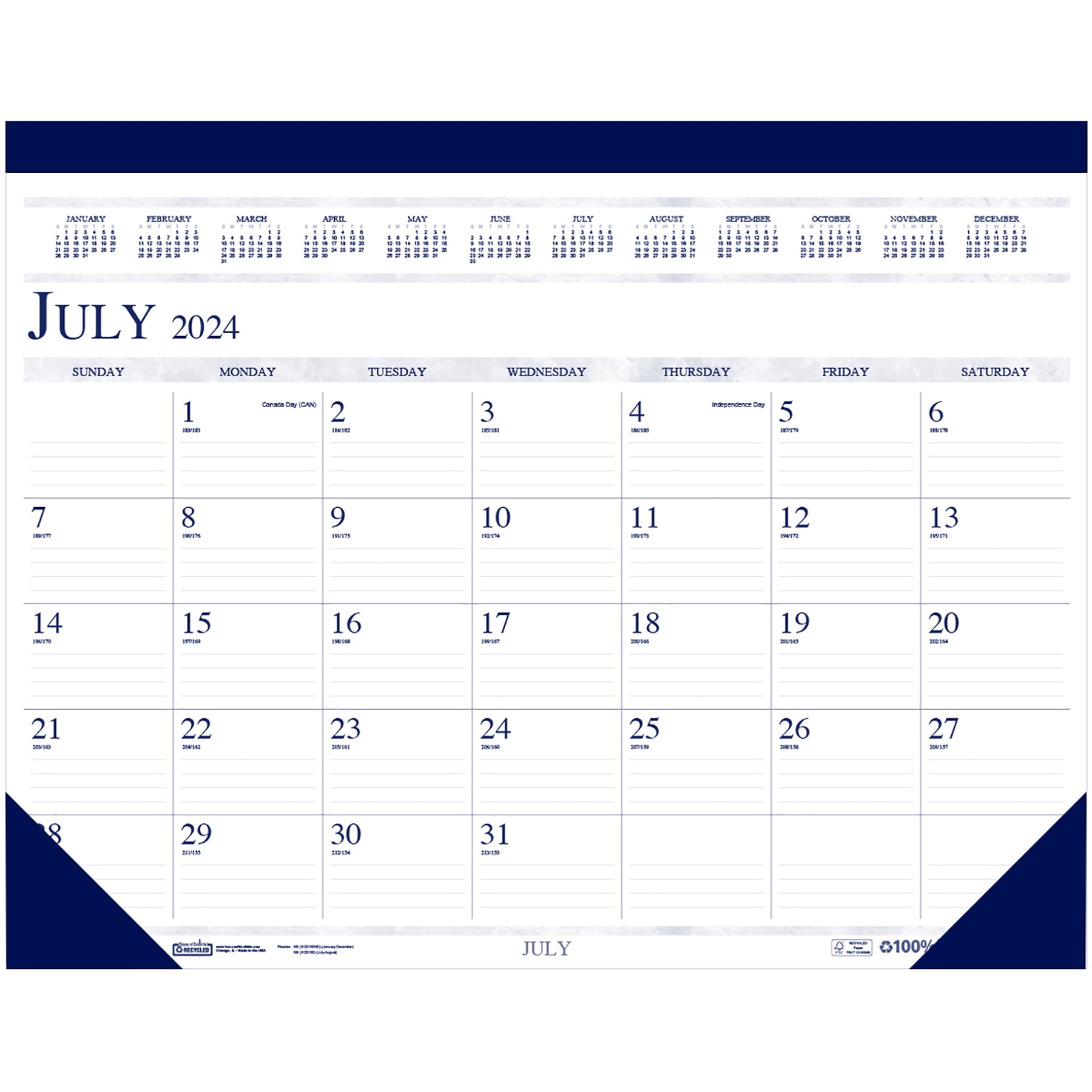 House of Doolittle Monthly Academic Calendar Classic Desk Pad, 14 Months (Jul-Aug), 22" x 17"