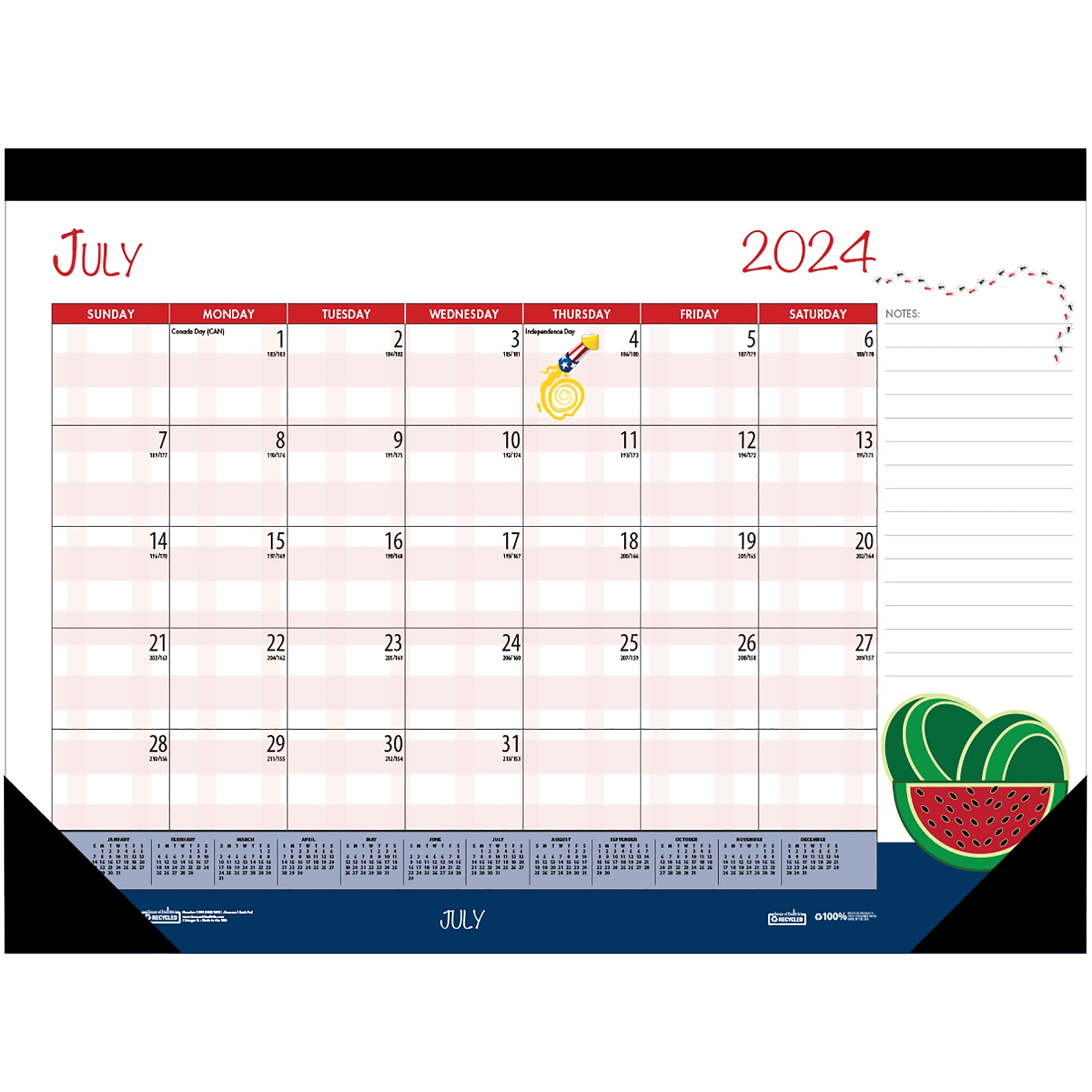 House of Doolittle Monthly Academic Deskpad Calendar, Seasonal Holiday Depictions, 12 Months July-June, 22" x 17"