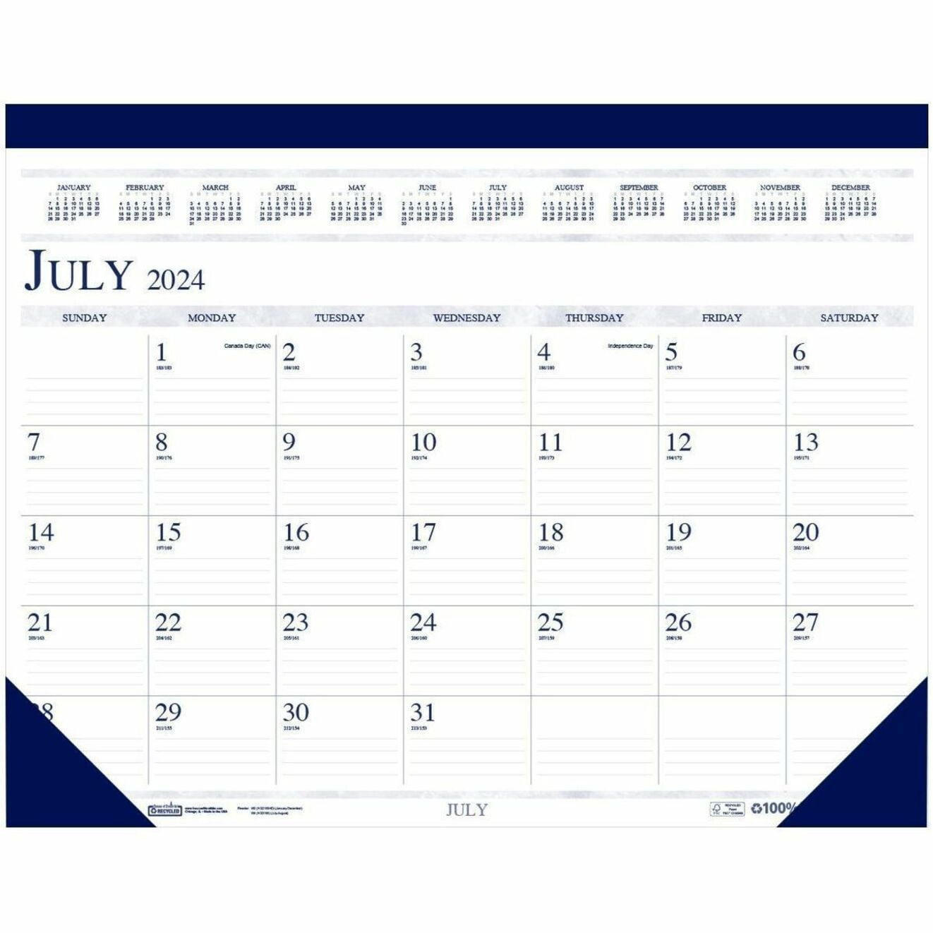 House of Doolittle Monthly Desk Pad Calendar Academic Classic 22 x 17 Inches