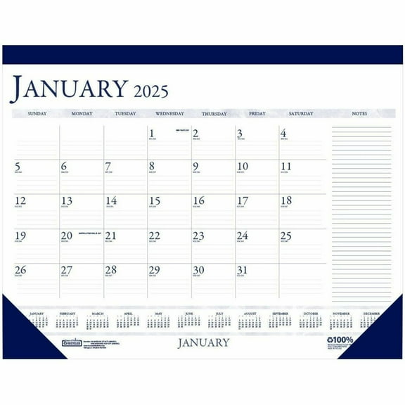 House of Doolittle Monthly Desk Pad Calendar Classic With Notes Section 18-1/2 x 13 Inches