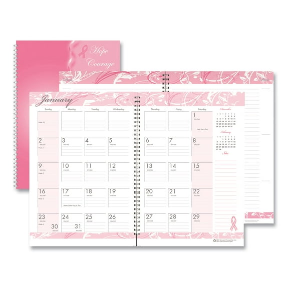 House Of Doolittle Recycled Breast Cancer Awareness Monthly Planner/journal, 10 X 7, Pink, 2021