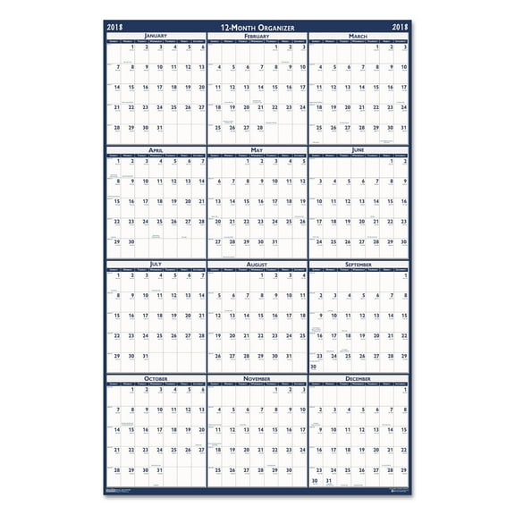 House of Doolittle Recycled Laminated Write-On/Wipe-Off Jumbo Yearly Wall Calendar, 66 x 33, 2018