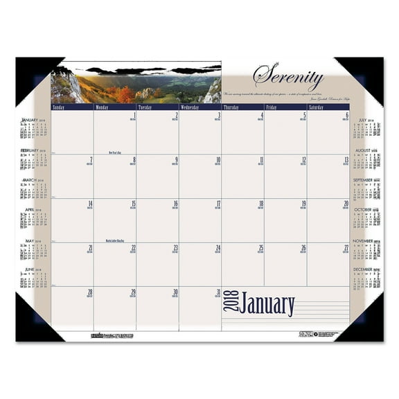 House of Doolittle Recycled Motivational Photographic Monthly Desk Pad Calendar, 22 x 17, 2018