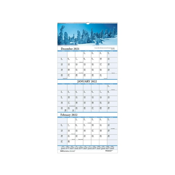 House of Doolittle Recycled Scenic Compact Three-Month Wall Calendar, 8 x 17, 2020-2022 (3636)