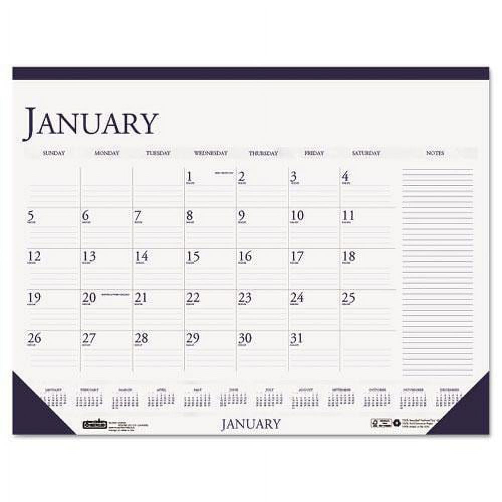 House of Doolittle Recycled TwoColor Monthly Desk Pad Calendar w/Large