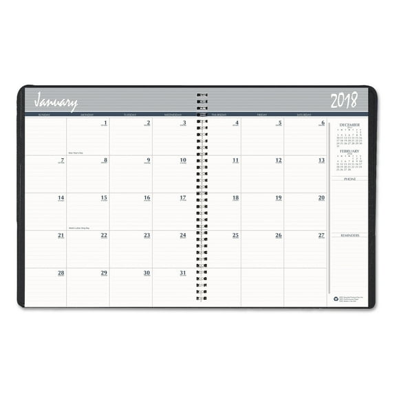 House of Doolittle Two-Year Monthly Hard Cover Planner, 8 1/2 x 11, Black, 2018-2019