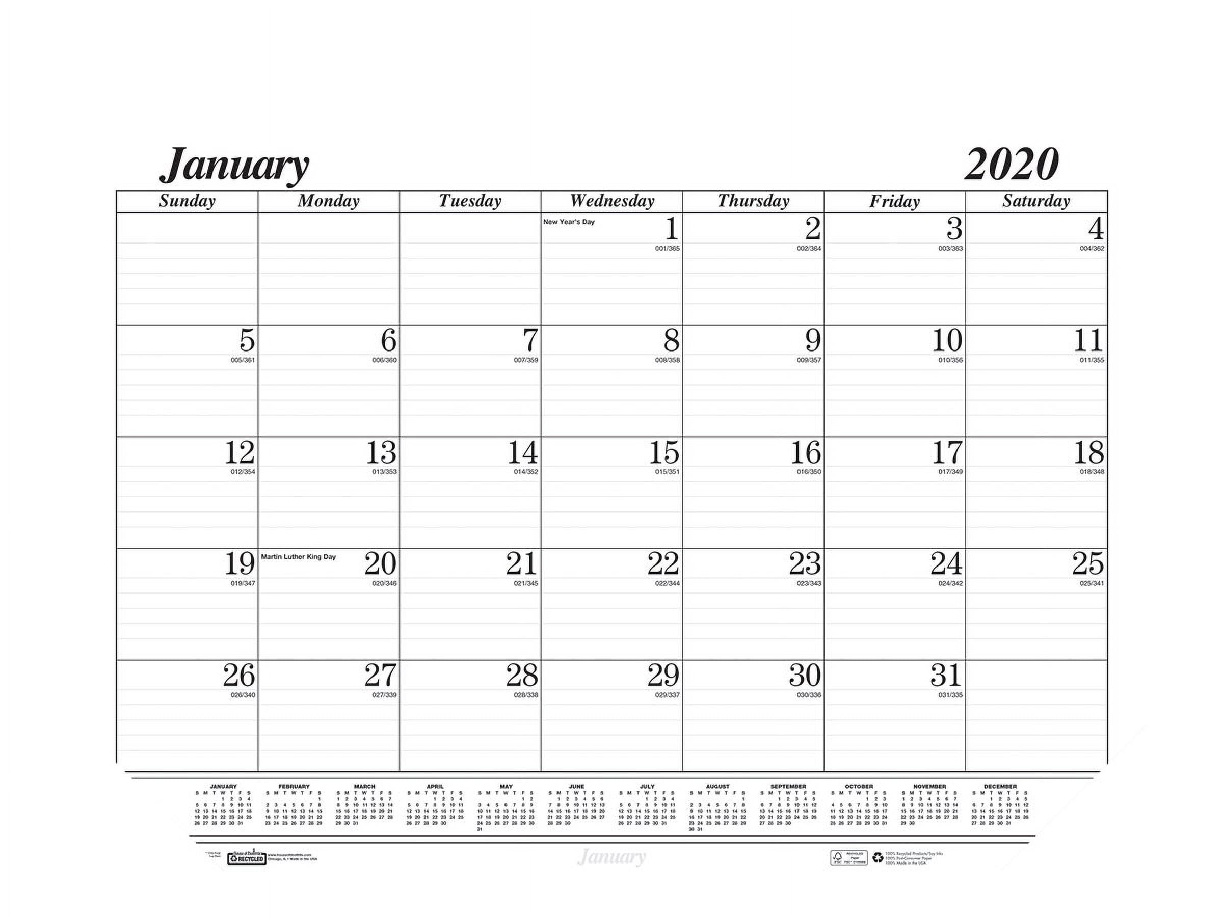 House of Doolittle Workstation-Size One-Color Monthly Desk Pad Calendar, 18.5" x 13", 2022