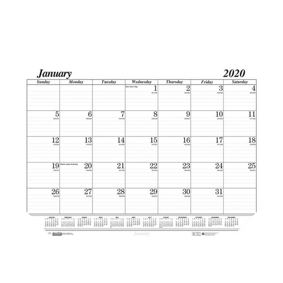 House of Doolittle Workstation-Size One-Color Monthly Desk Pad Calendar, 18.5" x 13", 2022