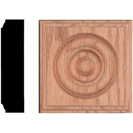 House of Fara Solid Red Oak 7/8 x 3-1/2 Rosette Block