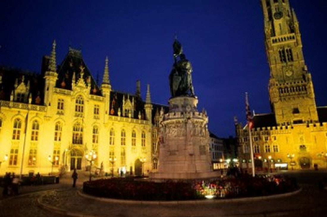 House of Governor and Belfort Church Belgium Canvas Art - Bill Bachmann DanitaDelimont (28 x 19)