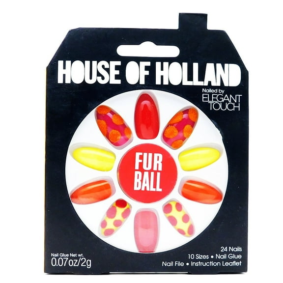 House of Holland Nailed by Elegant Touch Fur Ball Fluffy Claws: 24 nails, nail glue .07 Oz., nail file