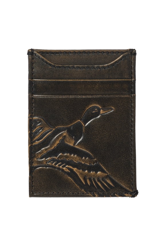 Co. Duck Slim Money Clip Wallet for Men, Front Pocket Wallet with Strong Magnet, Full Grain Cowhide Card Holder Wallet, Black Y101