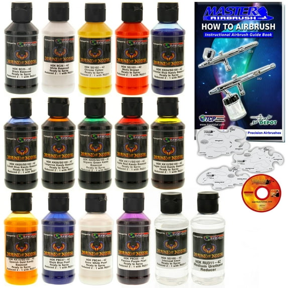 House of Kolor 4oz 14 COLOR KIT KANDY GRAPHIC METALLIC PEARL Basecoat & Stencils