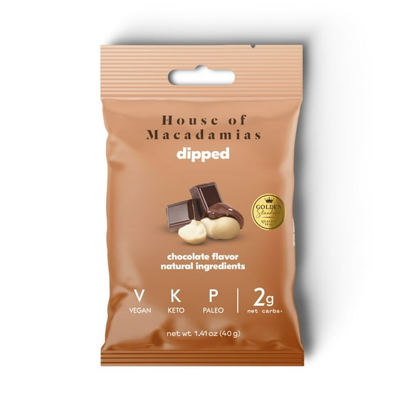 House of Macadamias Dipped Nuts, Chocolate, 12 x 40g / 1.41oz