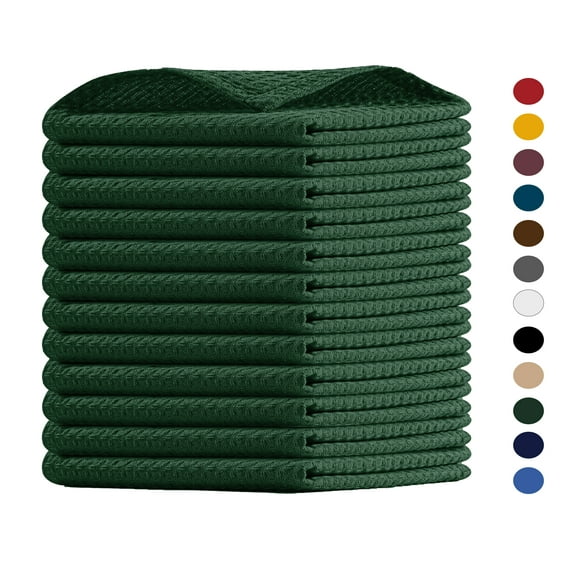 House of Orlo Cotton Waffle Dish Cloth, 12 Pack, 12"x12", Olive Green