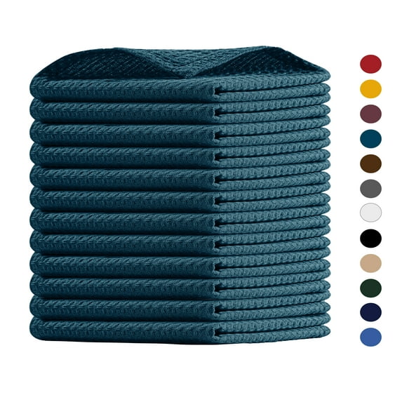 House of Orlo Cotton Waffle Dish Cloth, 12 Pack, 12"x12", Teal Green
