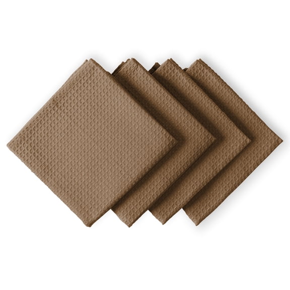 House of Orlo Cotton Waffle Dish Towel 4 Pack, 16"x26", Brown