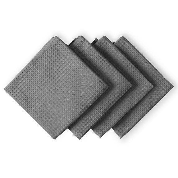 House of Orlo Cotton Waffle Dish Towel 4 Pack, 16"x26", Grey