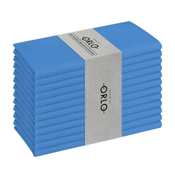 House of Orlo Dining Table Fabric Cotton Napkins, 12 Pack, 17"x17", Sky Blue