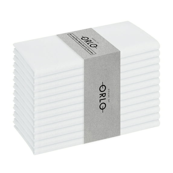 House of Orlo Dining Table Fabric Cotton Napkins, 12 Pack, 17"x17", White