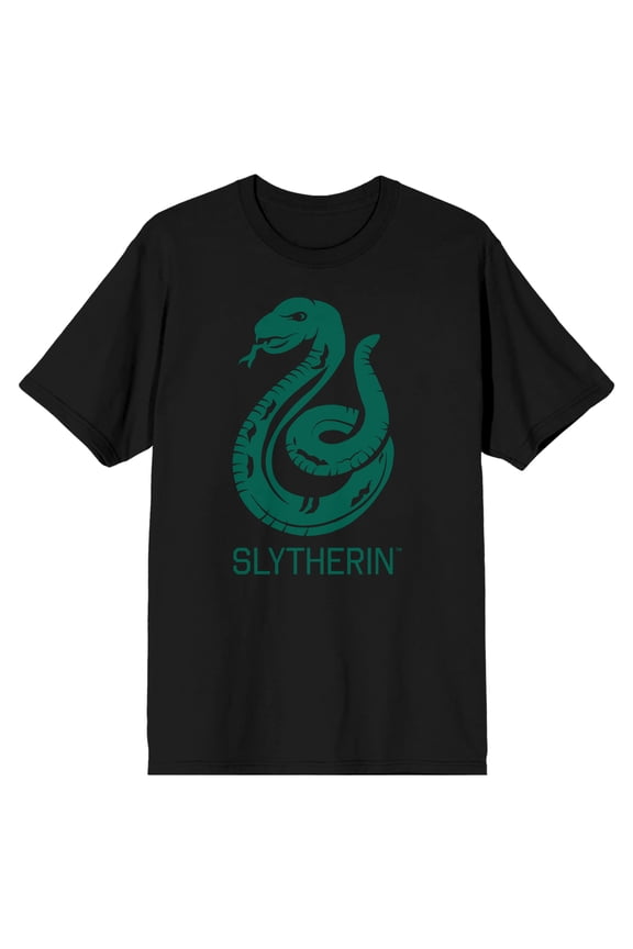 House of Slytherin Green Snake Men's Black Graphic Tee-M