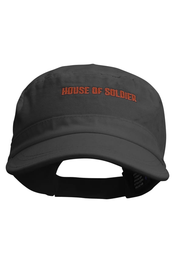 House of Soldier Embroidered Garment Washed Adjustable Army Cap - Black OSFM