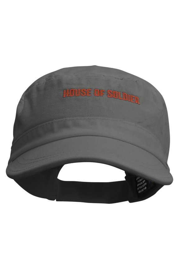 House of Soldier Embroidered Garment Washed Adjustable Army Cap - Grey OSFM