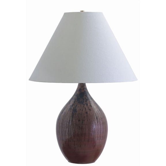 House of Troy GS400-IR Scatchard - 1 Light Stoneware Table Lamp-28 Inches Tall and 20 Inches Wide Iron Red  Brown Gloss Finish with Cream Linen Shade