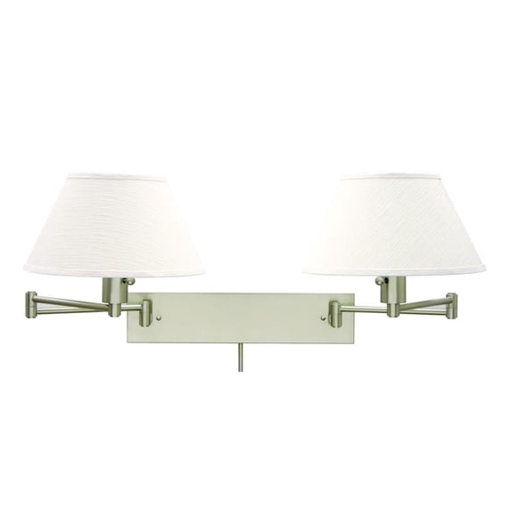 House of Troy WS14-2-52 Home/Office - 1 Light Wall Mount-5 Inches Tall and 8.25 Inches Wide Satin Nickel Oil Rubbed Bronze Finish with Off-White Linen Shade