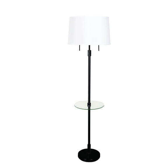 House of Troy Killington Black Floor Lamp with glass table and hardback shade