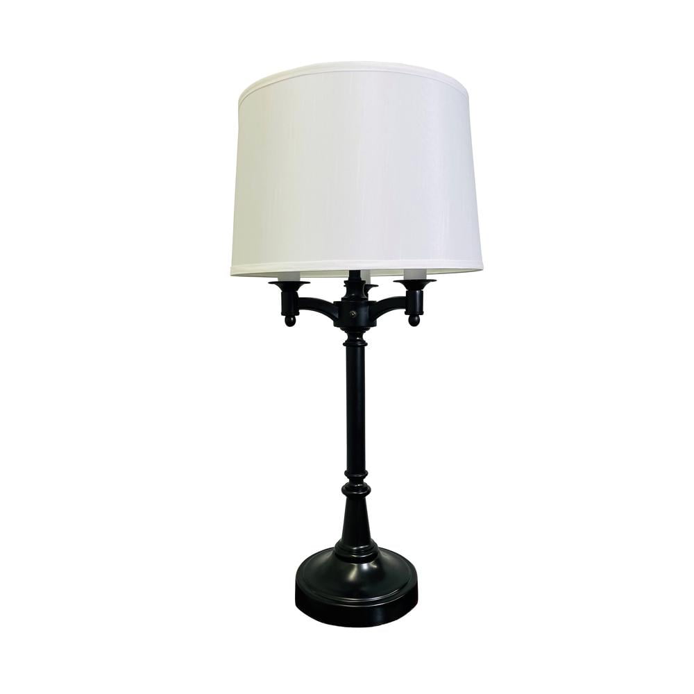 Lancaster Black Metal Table Lamp with White Linen Shade