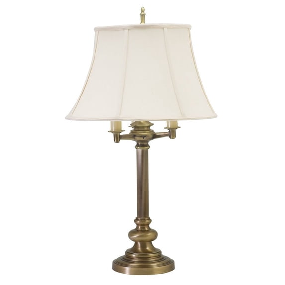 House of Troy N650-AB Newport - 4 Light Table Lamp-30.25 Inches Tall and 19 Inches Wide Antique Brass Antique Brass Finish with Off-White Linen Shade